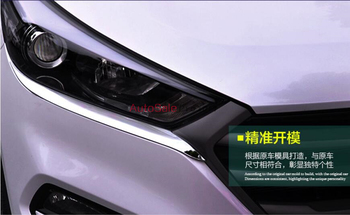 ABS ACCESSORIES FIT FOR 2015 2016 HYUNDAI TUCSON TL CHROME HEADLIGHT EYELID TRIM COVER MOLDING EYEBROW GARNISH SURROUND